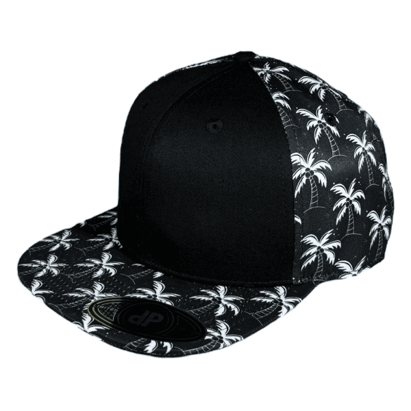 2 tone black with white palm trees snapback