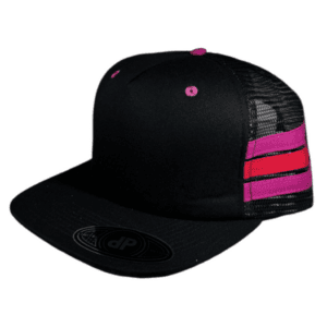 5 Panel Black/ Pink and Red Stripes