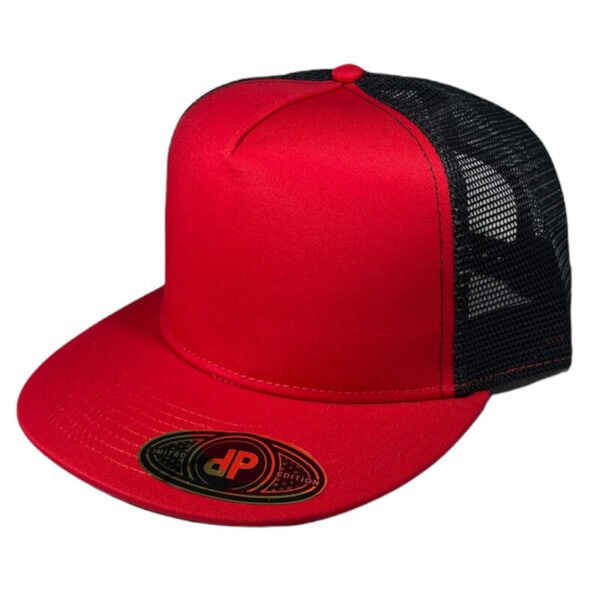 5 panel red with black mesh