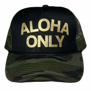 ANXD Black /Camo Aloha Only Gold Foam Trucker