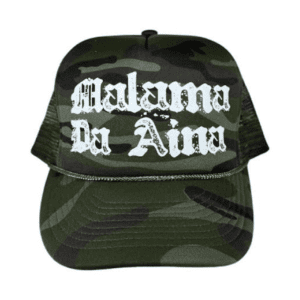 White Malama Da Aina Full Camo Foam Trucker