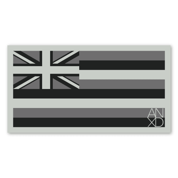 anxd grey scale flag hawaii sticker