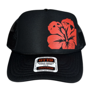 ANXD Red Hibiscus Black Foam Trucker