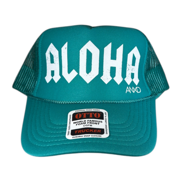 anxd white aloha dc jade foam trucker