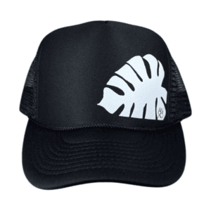 ANXD White Monstera leaf Black Otto Foam trucker