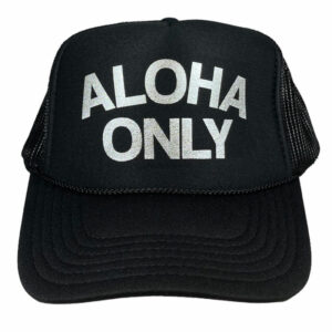 ANXD Black Aloha Only Silver Foam Trucker