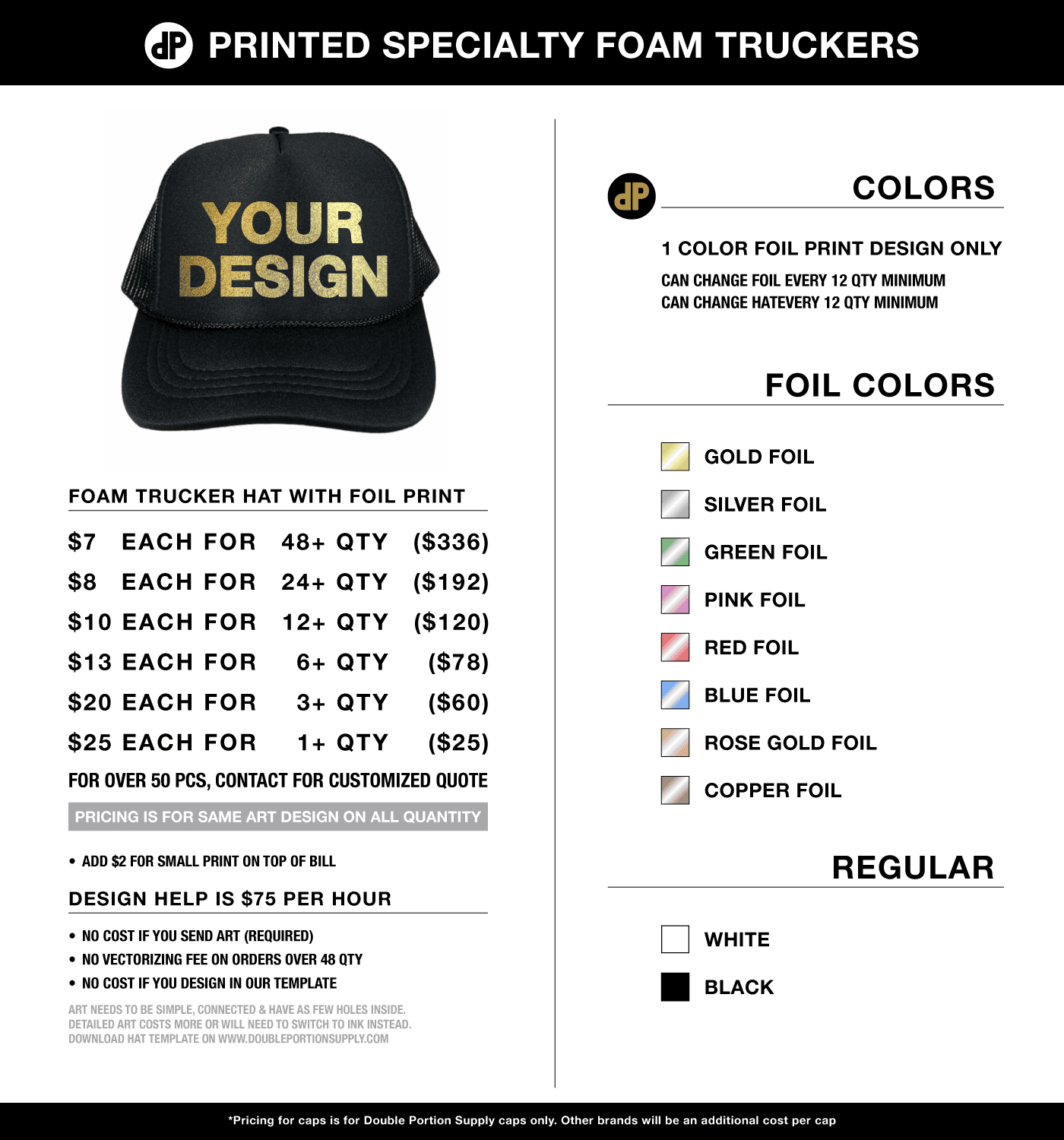 custom foil printed foam trucker hats pricing