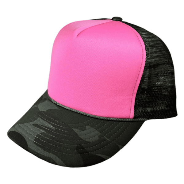 dp pink camo foam trucker