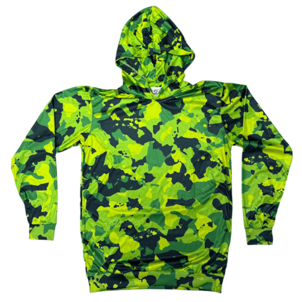 safety green island camo hoodie