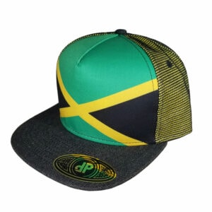 5 Panel Jamaican Flag / Black Denim Snapback