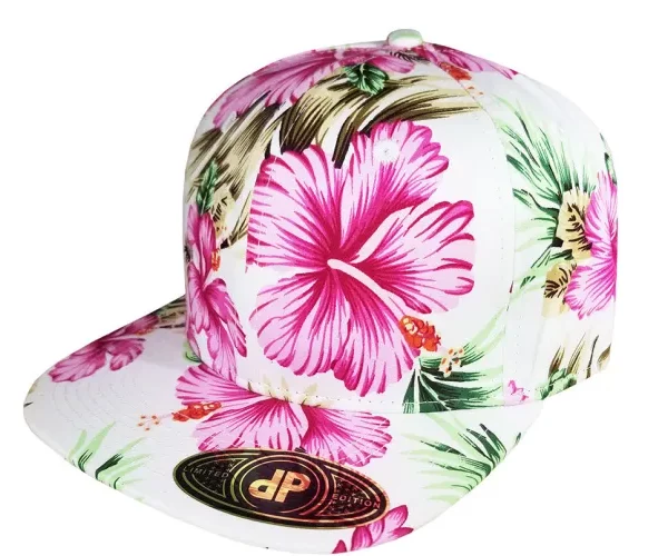 the full pink floral snapback hat from double portion supply