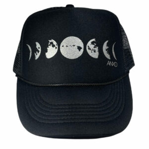 ANXD Silver Hawaii Moon Phases Black Foam Trucker