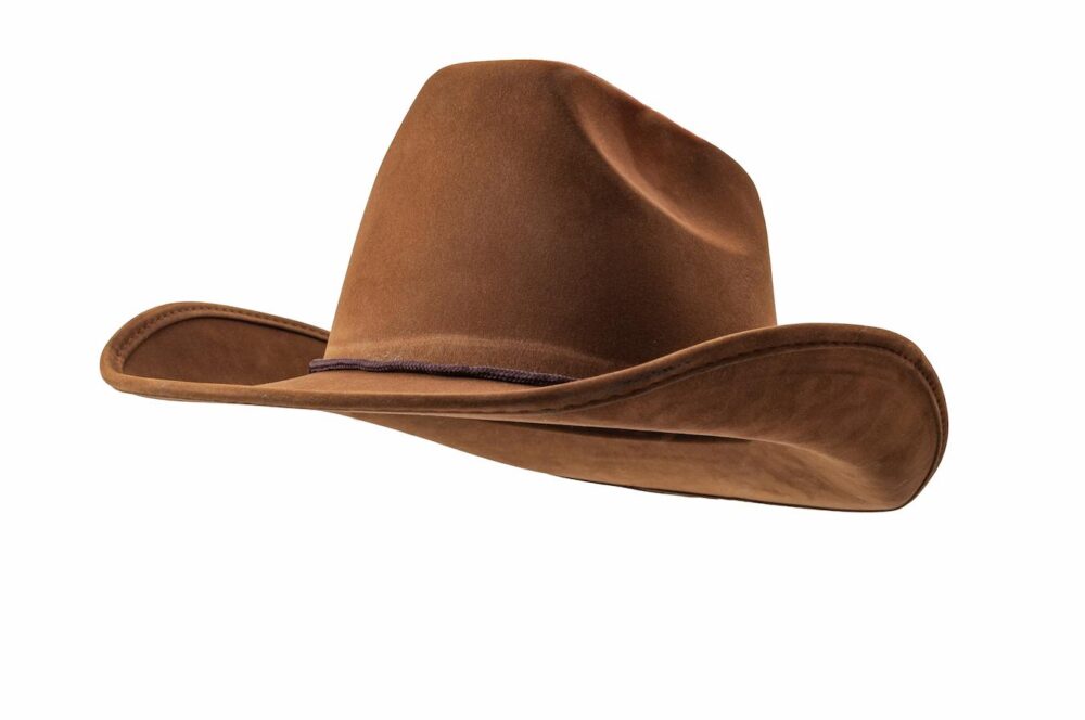 brown leather cowboy hat