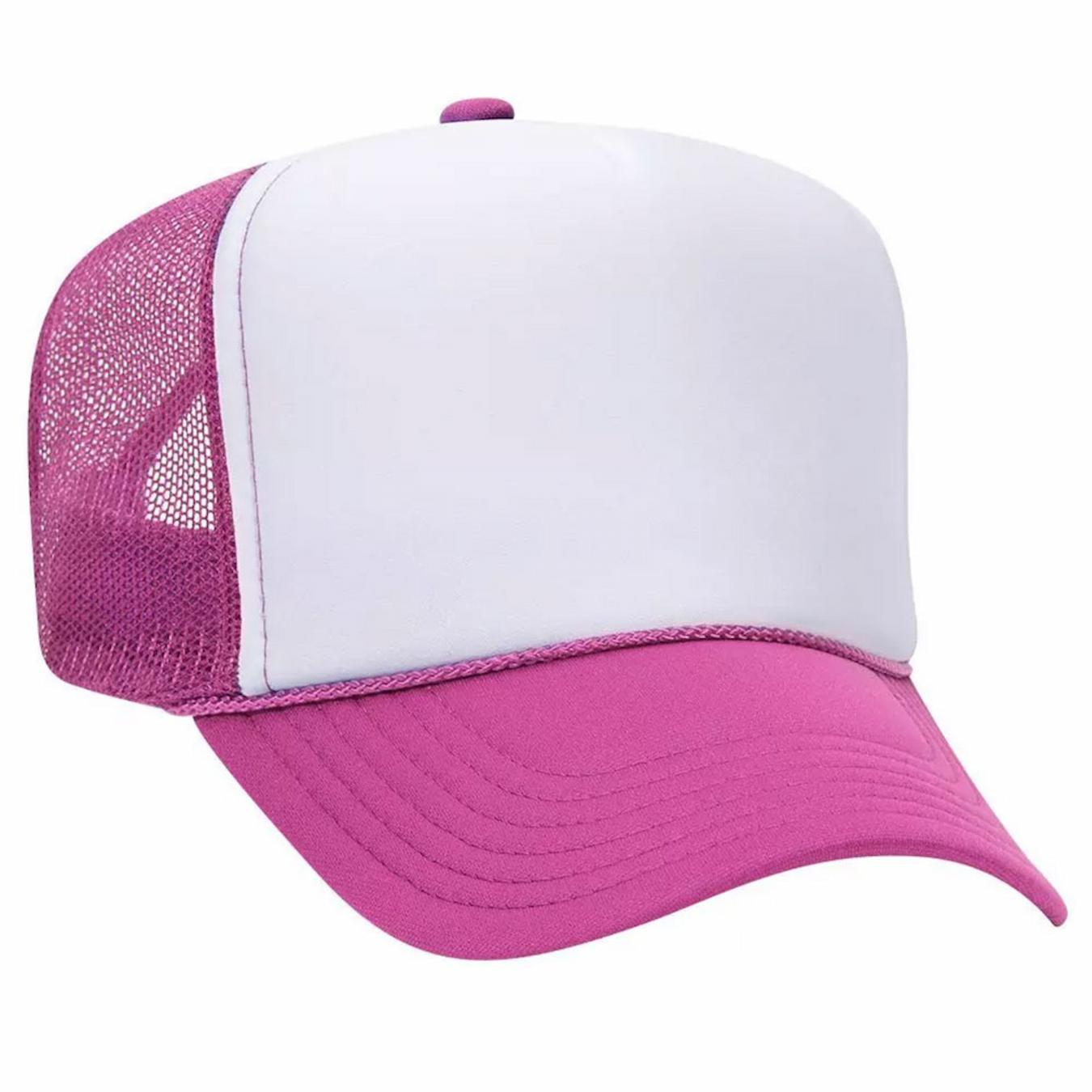 double portion supply white hot pink foam trucker hat