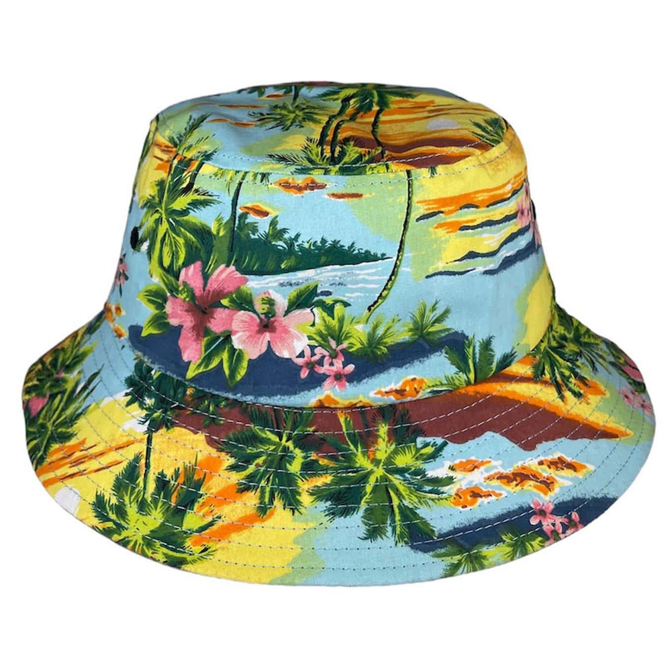 double portion supply yellow floral bucket hat