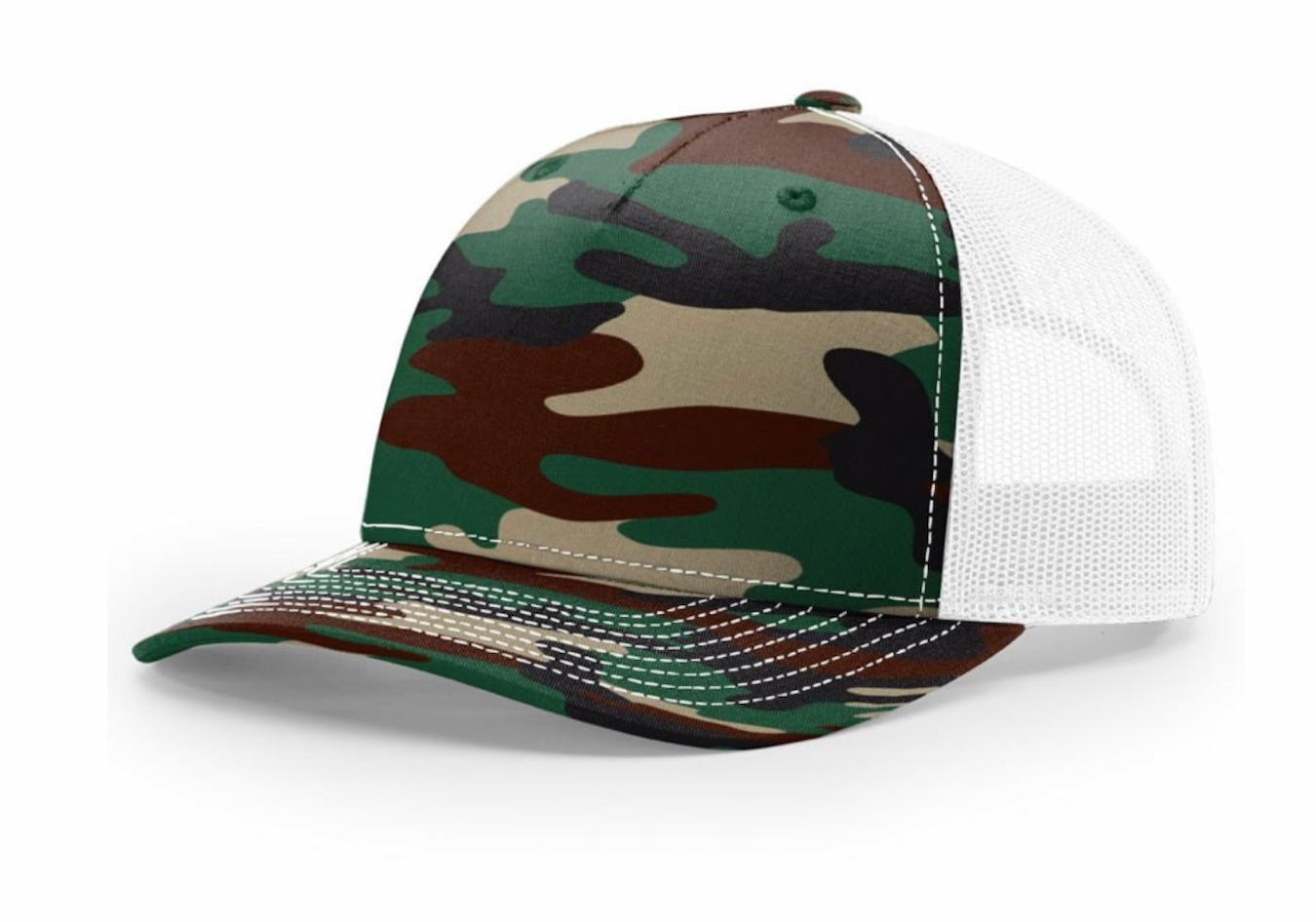 green camo white mesh hat dramatically bend large head more vertical space solid panel construction taller crown high profile hats 