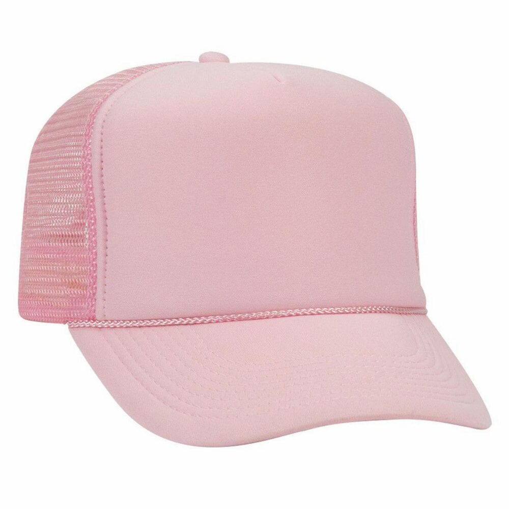 the all solid soft pink foam trucker hat from double portion supply collector's item world war men's hats flower pot most hats narrow brim human history