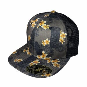 The Yellow Plumeria/ Tiki/ Black Mesh Snapback