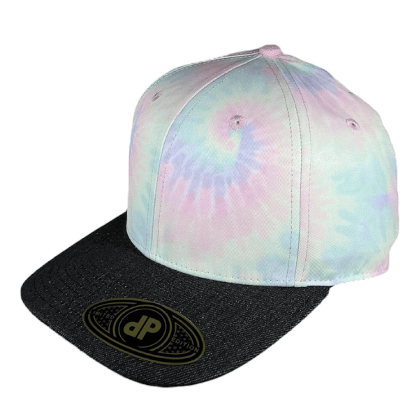 black denim tie dye curved bill snapback